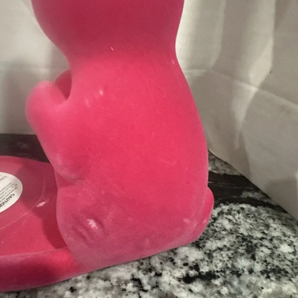Bath & Body Works Bunny Rabbit Flocked Pink 3 Wick Candle Holder